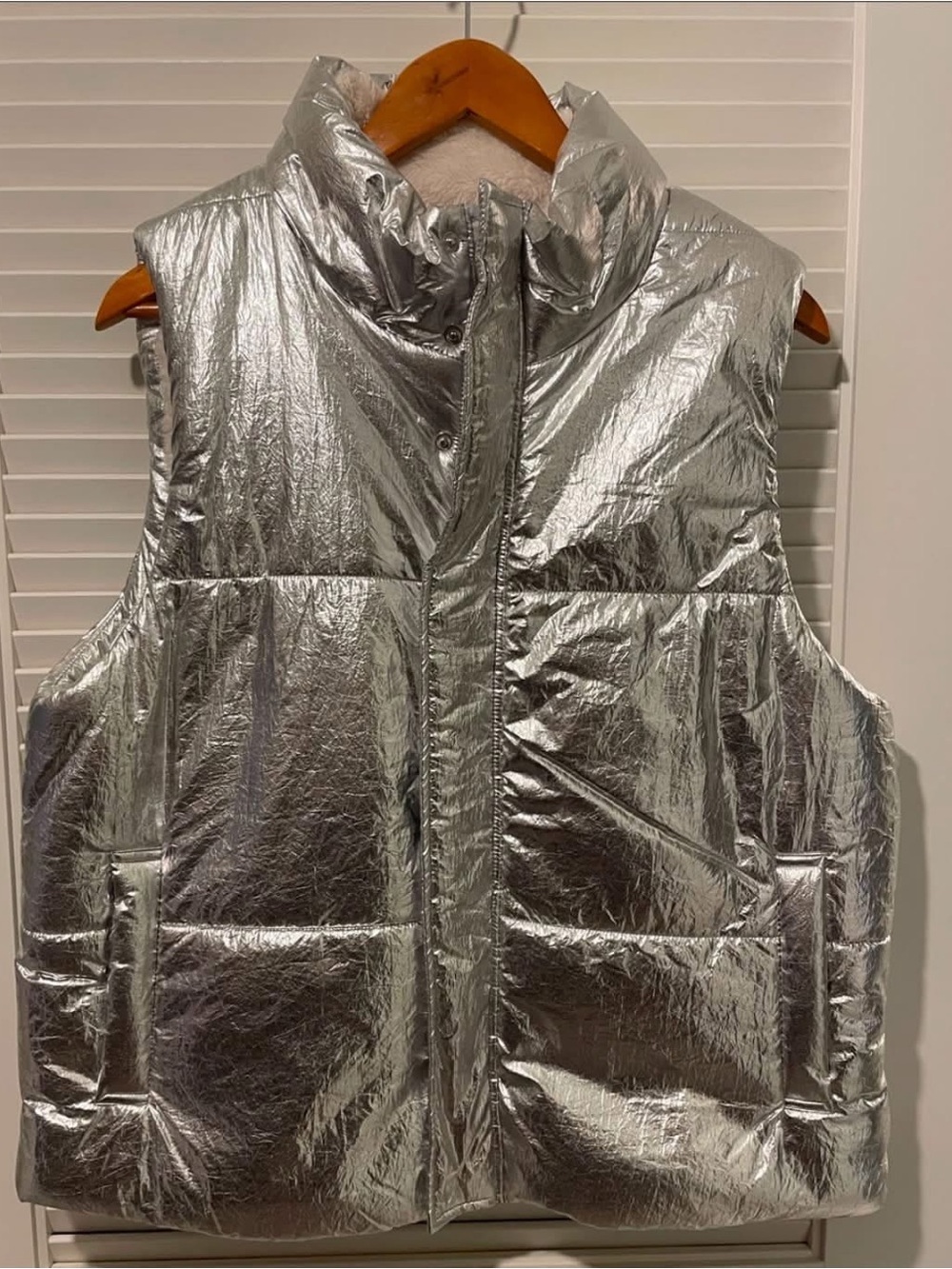a new day Silver Metallic Puffer Vest